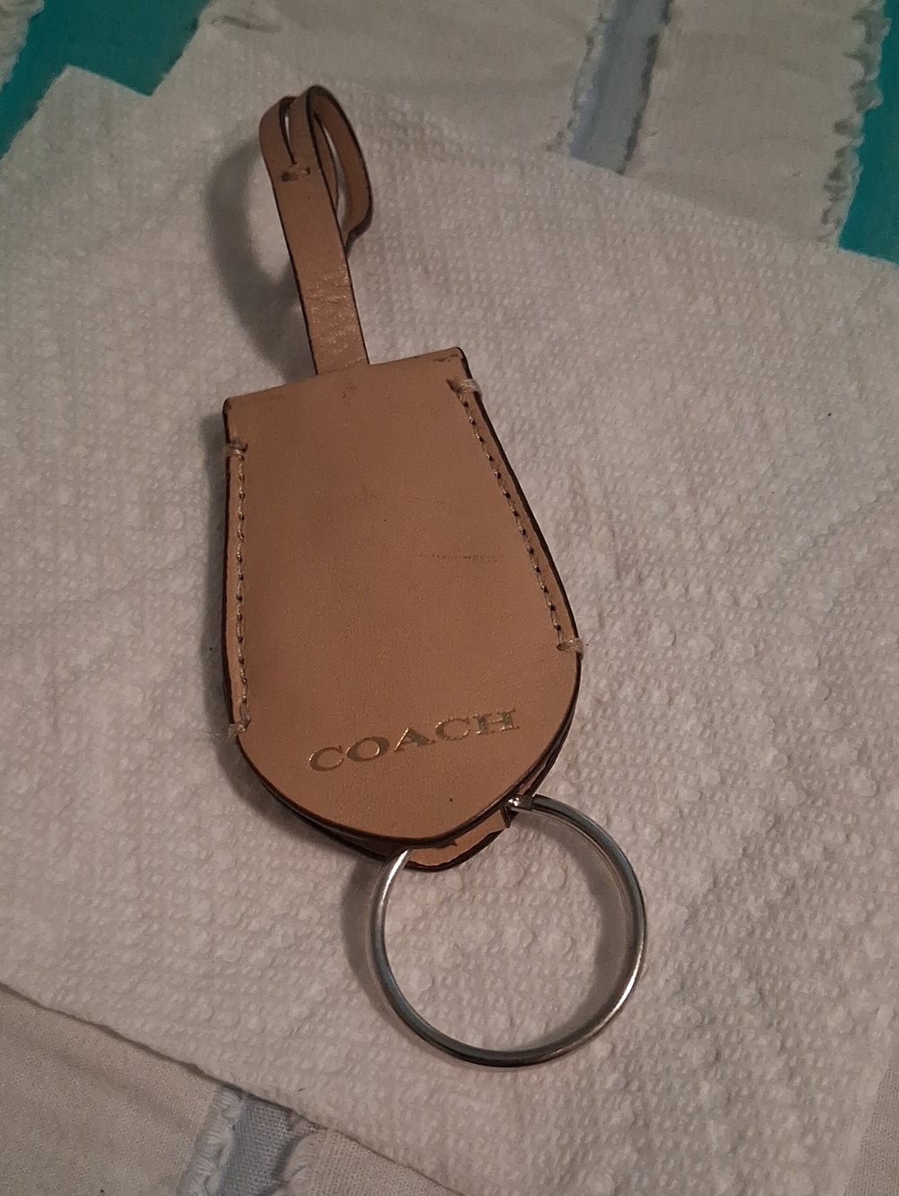 Coach  Beige  Key Holder , Hangtag with Gold Logo. Authentic